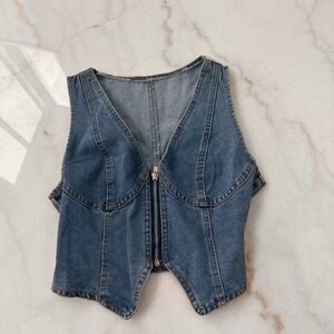 Denim Zip-Up Vest NWOT size M
